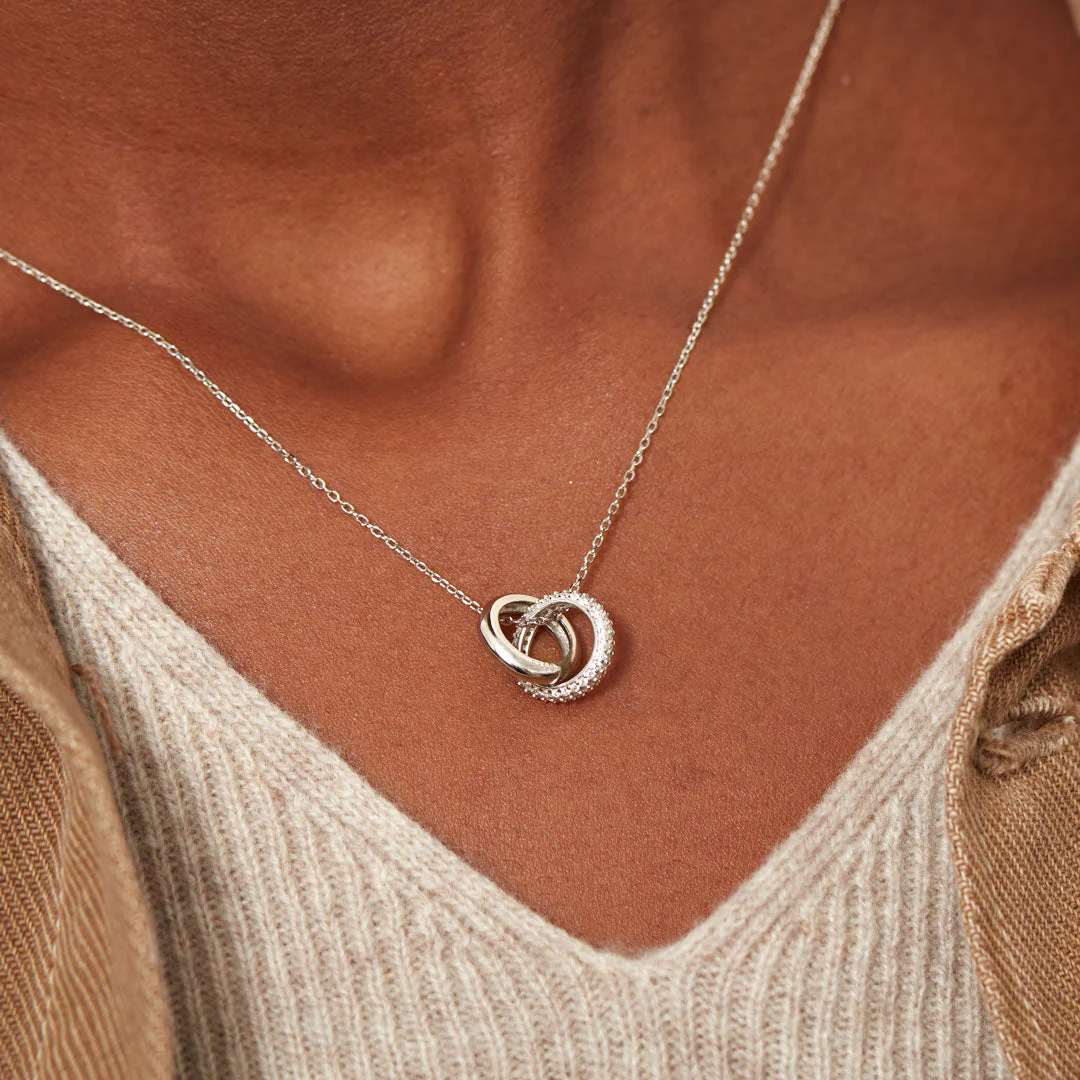 925 Sterling Silver Mother & Daughter Bond That Links Us Together Interlocking Necklace - Image 6