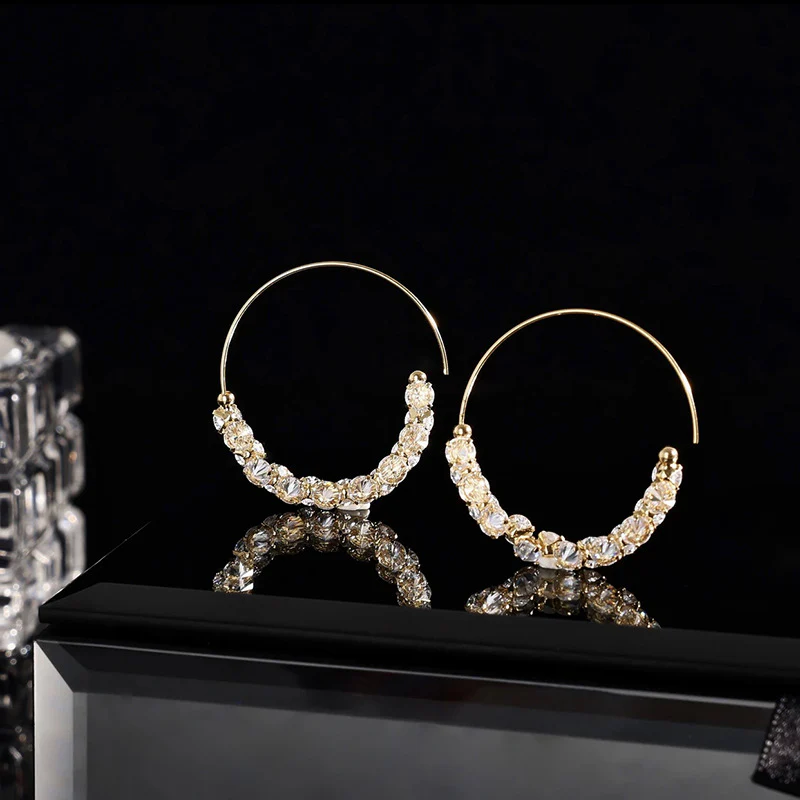 🌸French Style Hoop Zircon Earrings - Image 3