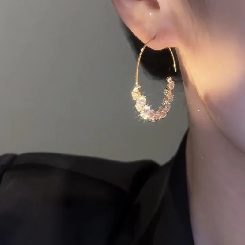 🌸French Style Hoop Zircon Earrings - Image 4