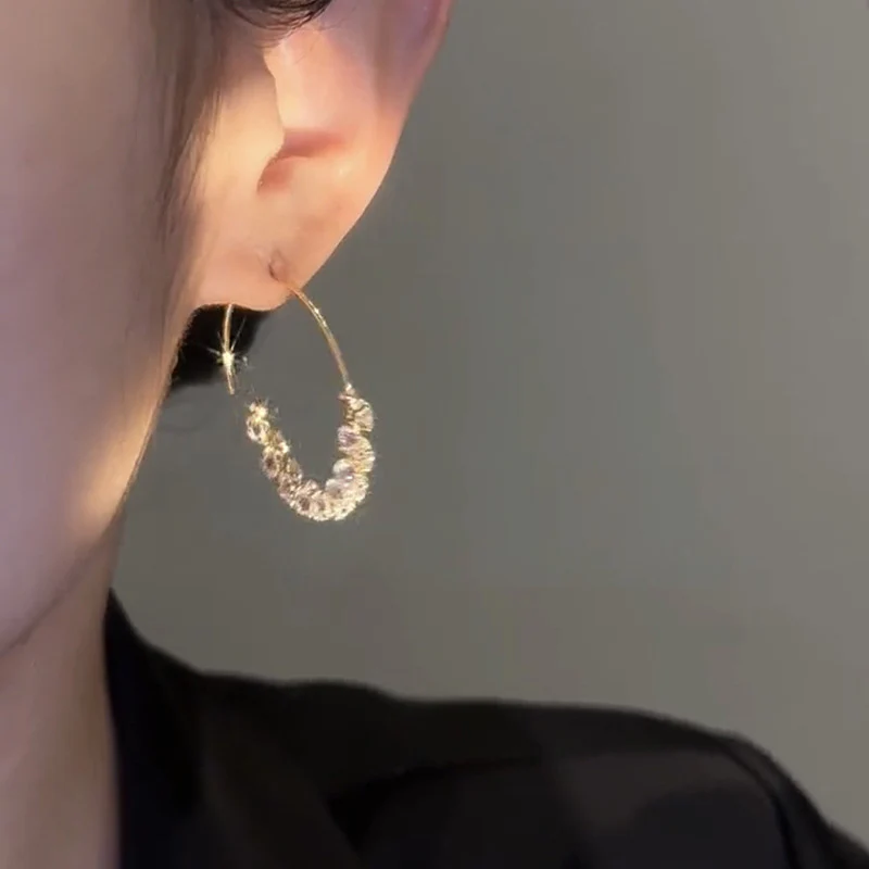 🌸French Style Hoop Zircon Earrings - Image 5