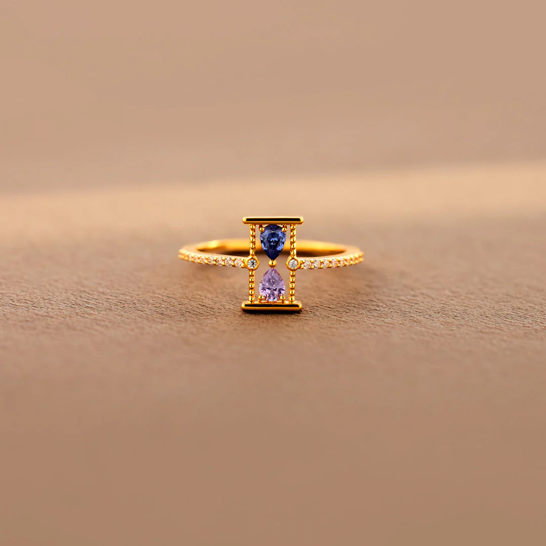 Love Remains Hourglass Double Birthstone Ring - Image 3