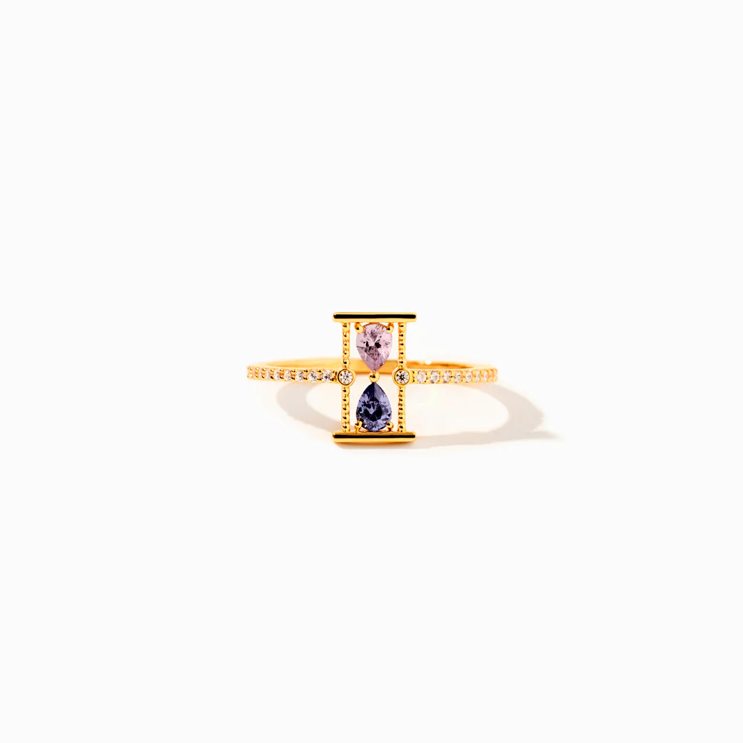 Love Remains Hourglass Double Birthstone Ring - Image 7
