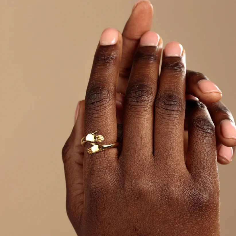 Hug Ring - Couple Love Hugging Hand Stackable Ring - Image 5