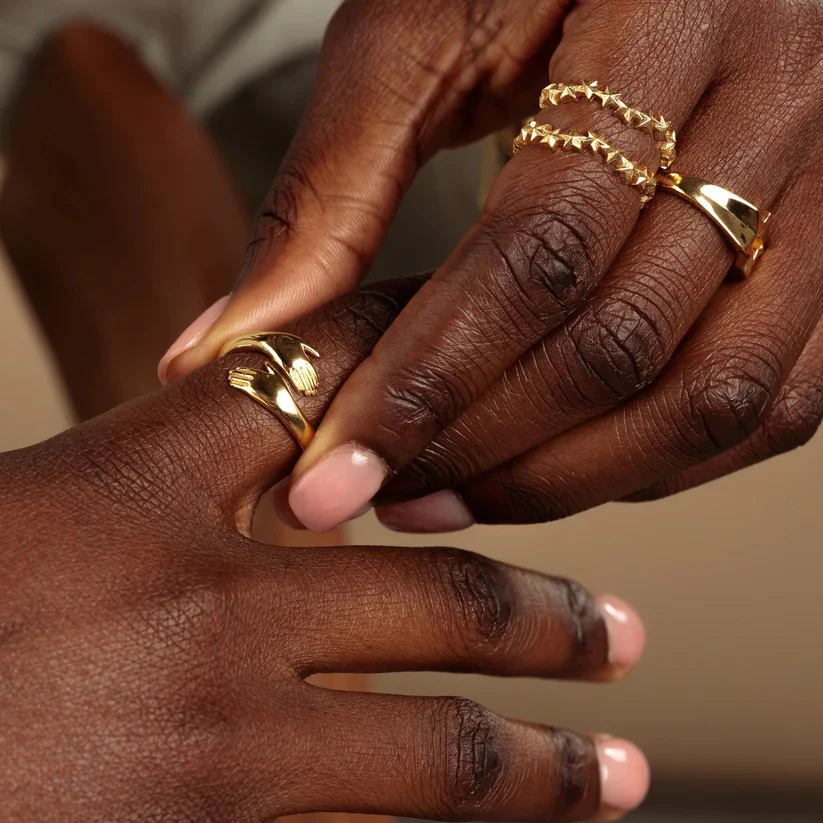 Hug Ring - Couple Love Hugging Hand Stackable Ring - Image 6