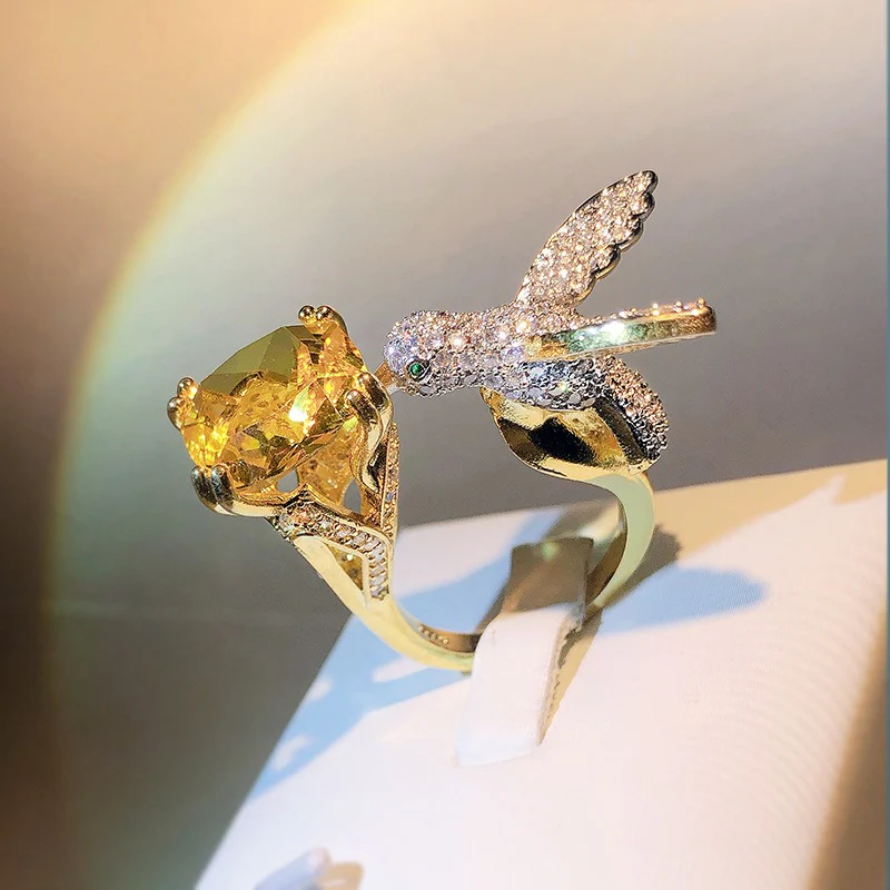 Hummingbird Zircon Adjustable Open Ring - Image 4