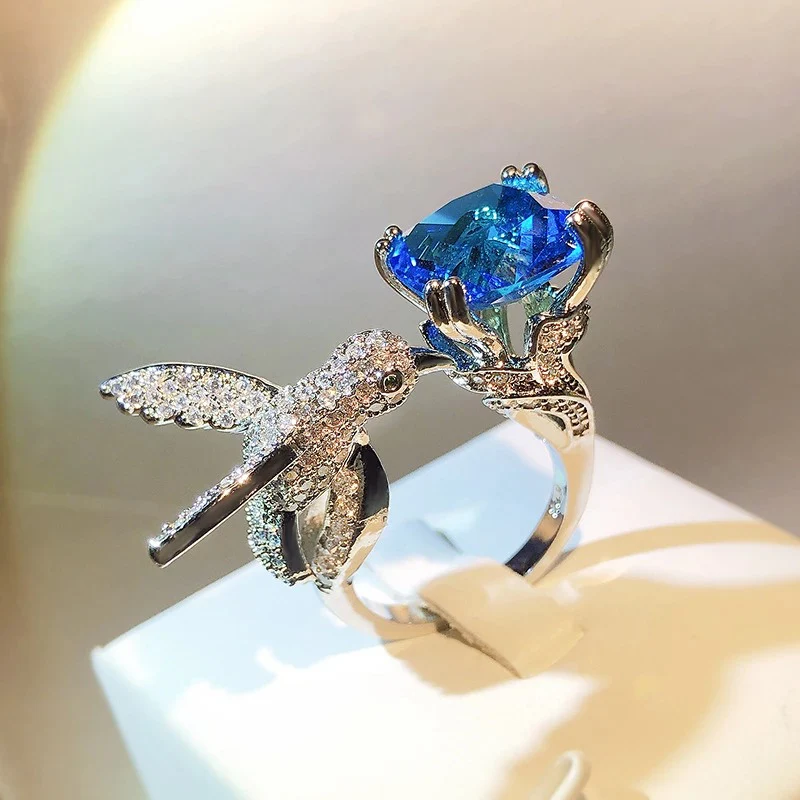 Hummingbird Zircon Adjustable Open Ring - Image 5
