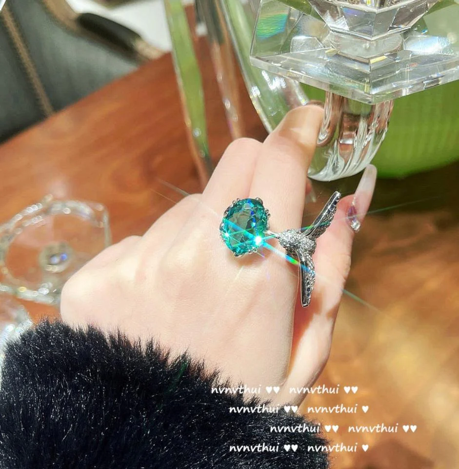 Hummingbird Zircon Adjustable Open Ring - Image 6
