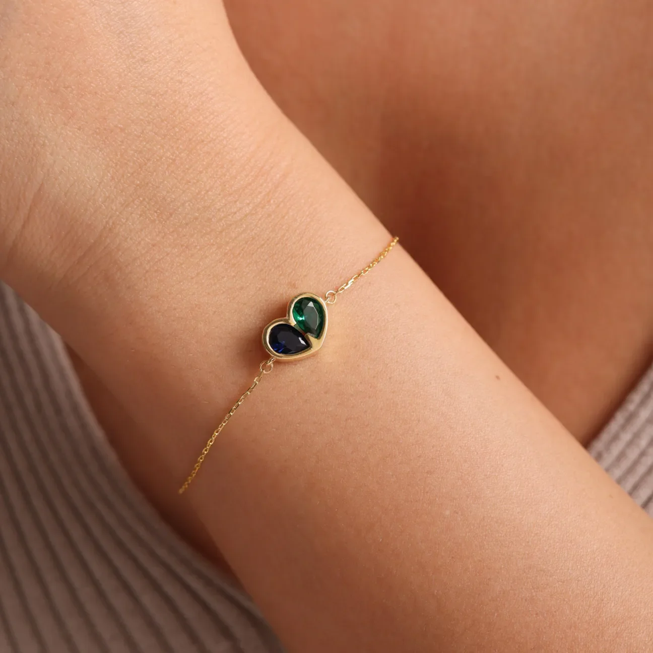 💝VALENTINE'S DAY PRE-SALE🎁FOREVER LINKED TOGETHER CUSTOM HEART BIRTHSTONES BRACELET - Image 3