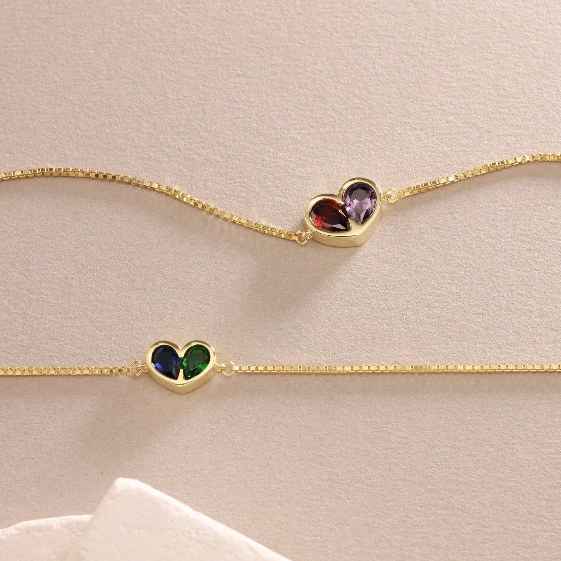 💝VALENTINE'S DAY PRE-SALE🎁FOREVER LINKED TOGETHER CUSTOM HEART BIRTHSTONES BRACELET - Image 5