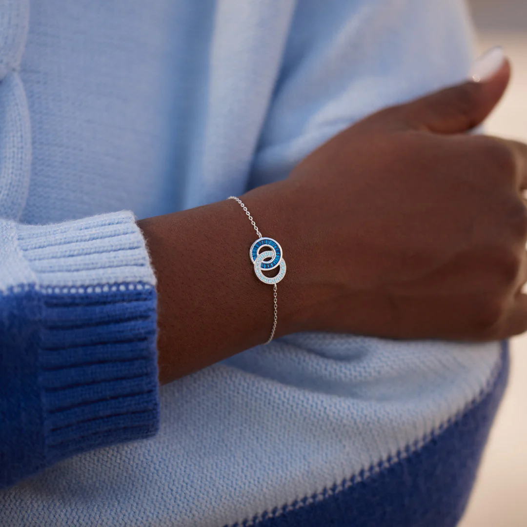Husband & Wife Silver Gold Chain Linking Circles Bracelet - Image 6