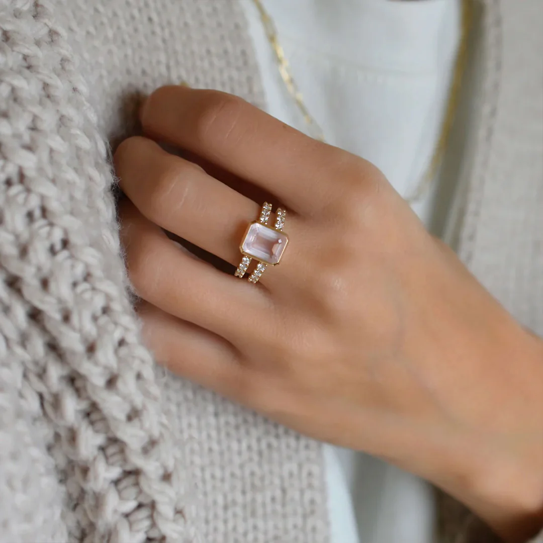 I Am Enough Rose Quartz Ring - Image 7