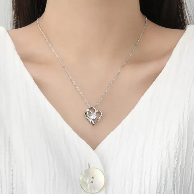 For Daughter -I Love You Forever Heart Diamond Necklace - Image 3