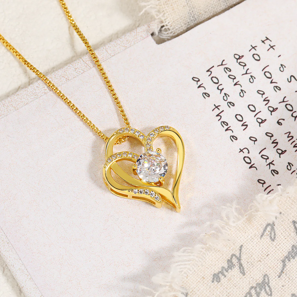 For Daughter -I Love You Forever Heart Diamond Necklace - Image 7