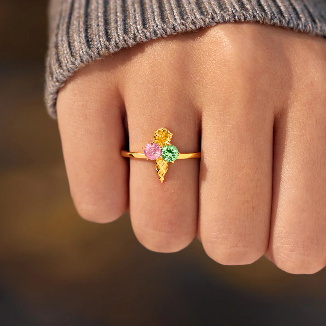 Mama's Love Never Melts Ice Cream Birthstones Ring - Image 3