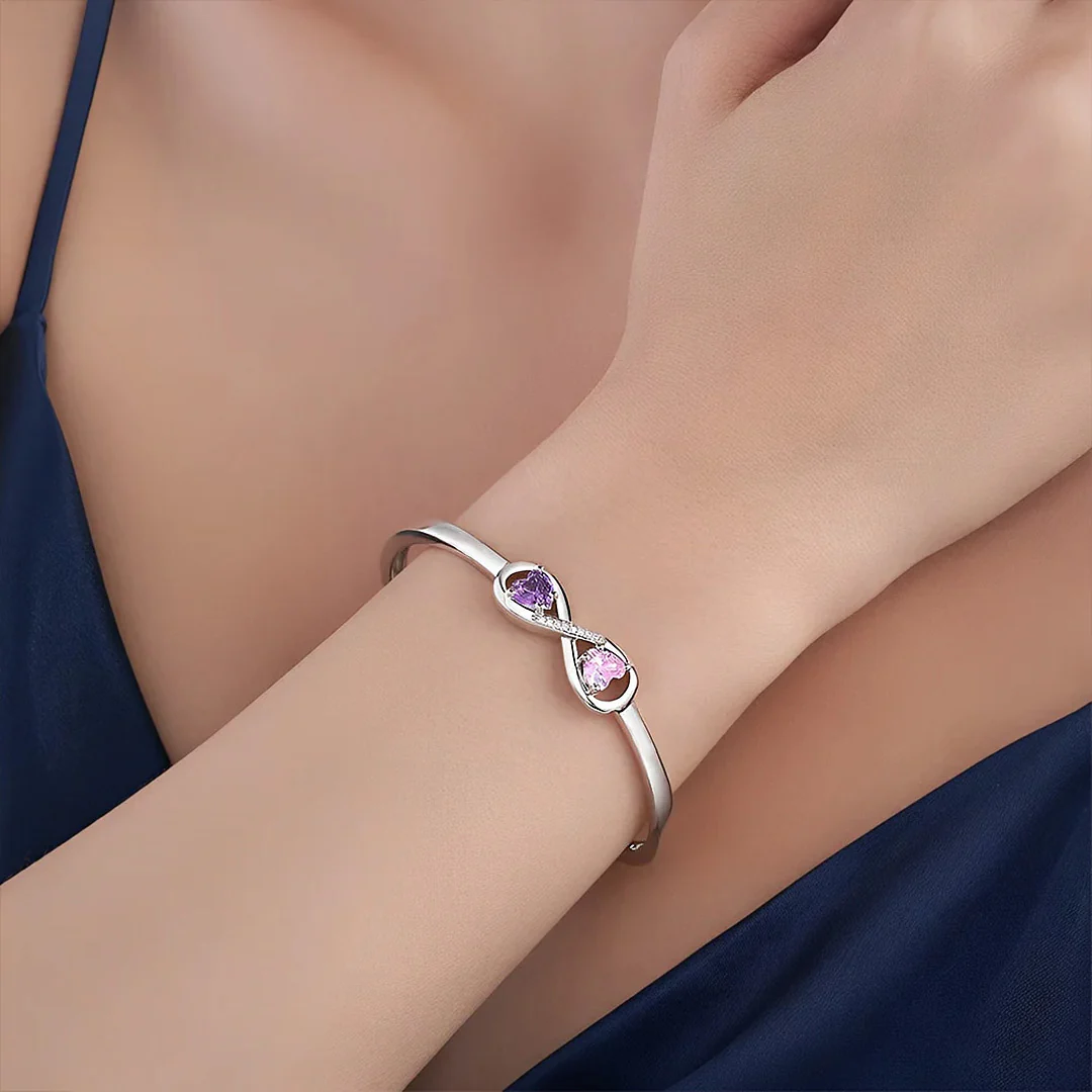 To My Granddaughter- Keep Me In Your Heart Infinity Custom Birthstones Bracelet - Image 11
