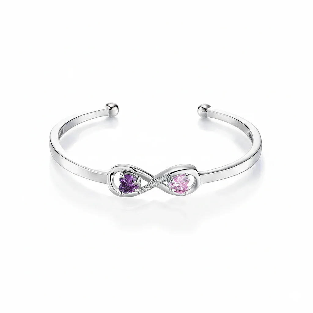 To My Granddaughter- Keep Me In Your Heart Infinity Custom Birthstones Bracelet - Image 3