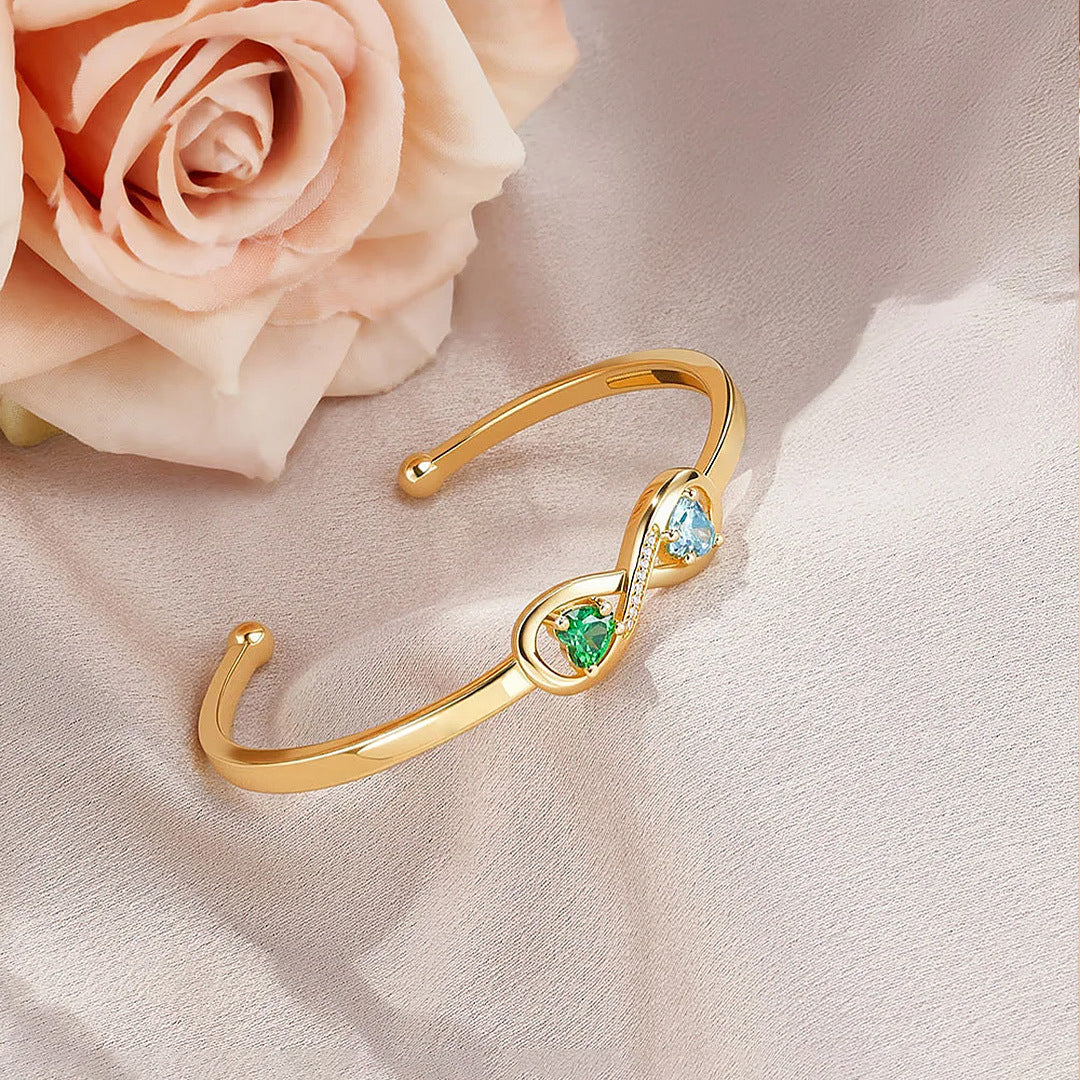 To My Granddaughter- Keep Me In Your Heart Infinity Custom Birthstones Bracelet - Image 9
