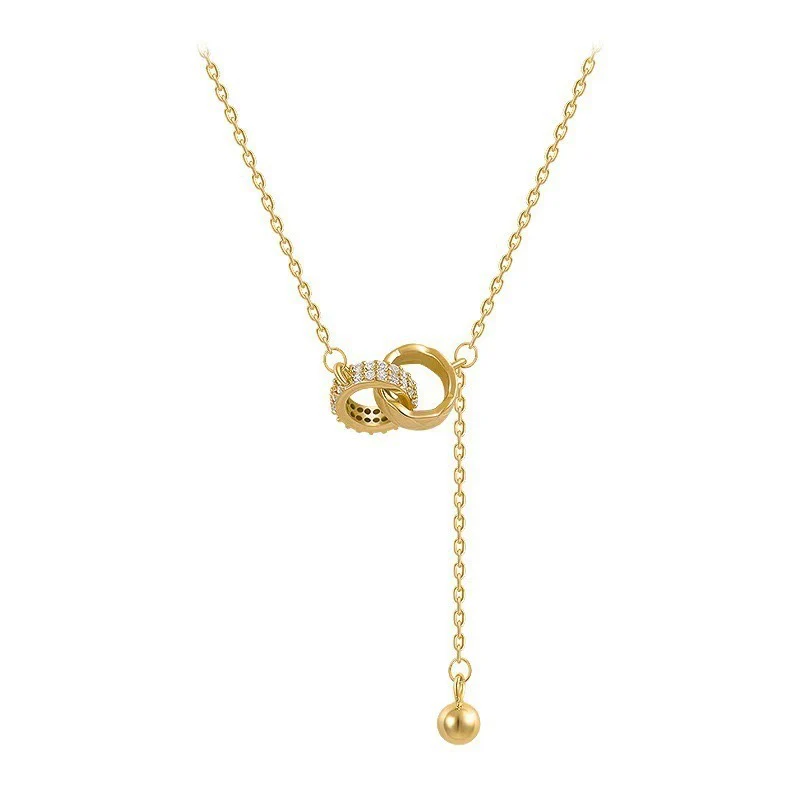 For Love- Interlocked Diamond Tassel Necklace - Image 4