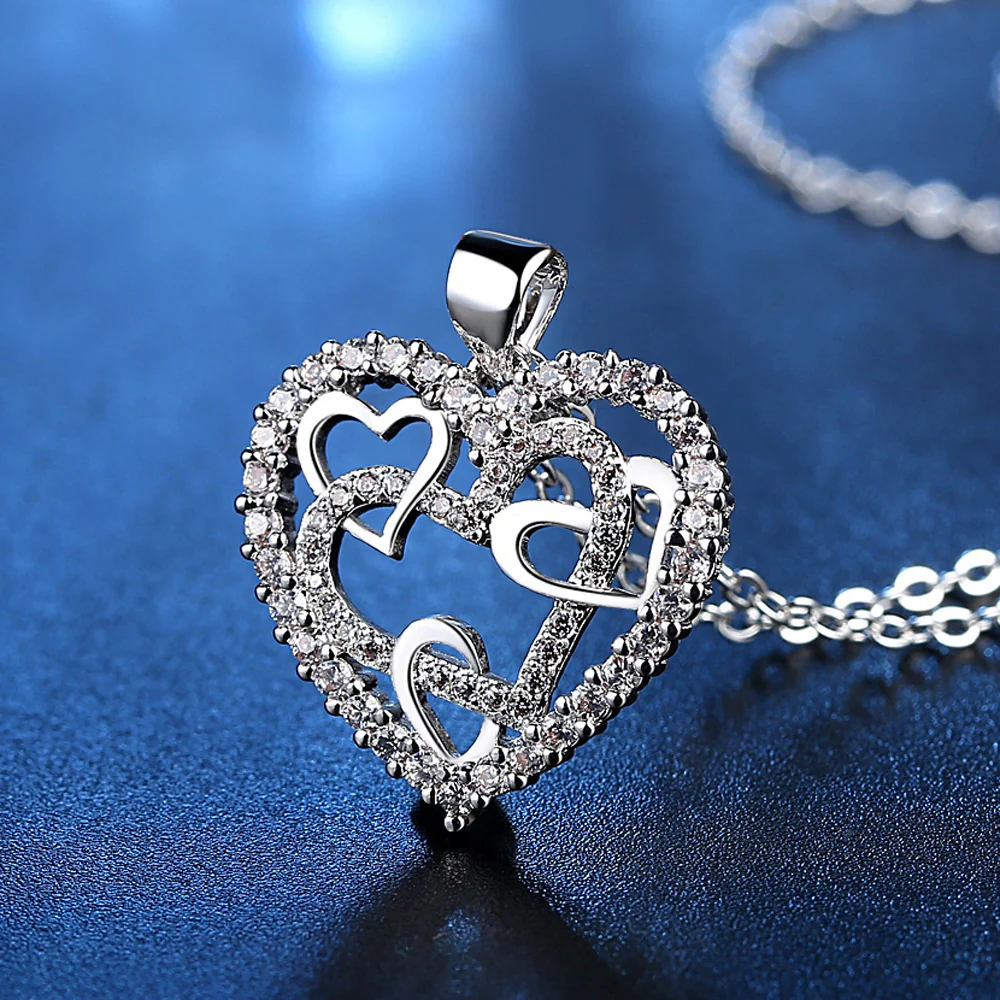 Interlocking Hearts Necklace - 👩‍❤️‍👩'' Sisters of my soul & Friends of my heart'' - Image 3