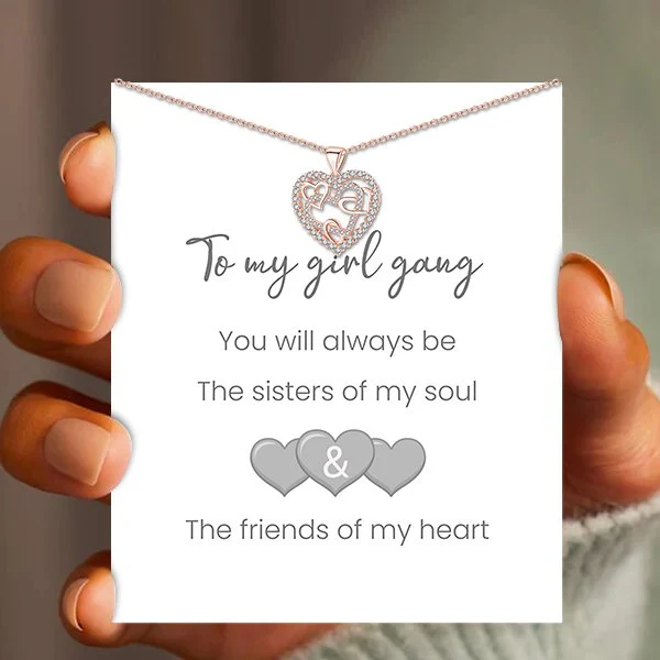 Interlocking Hearts Necklace - 👩‍❤️‍👩'' Sisters of my soul & Friends of my heart'' - Image 4