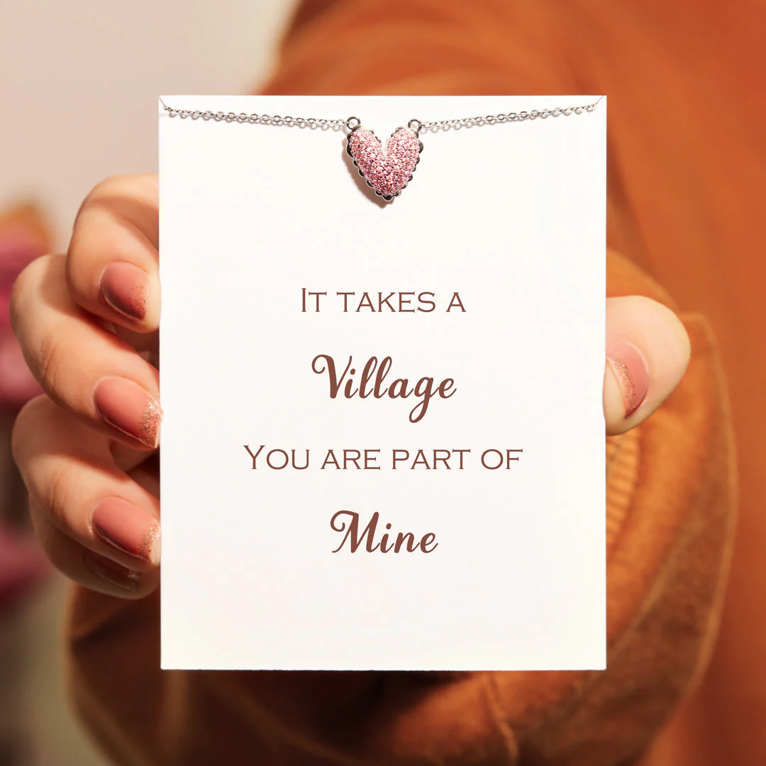 It Takes A Village Packed Pavé Heart Necklace - Image 3