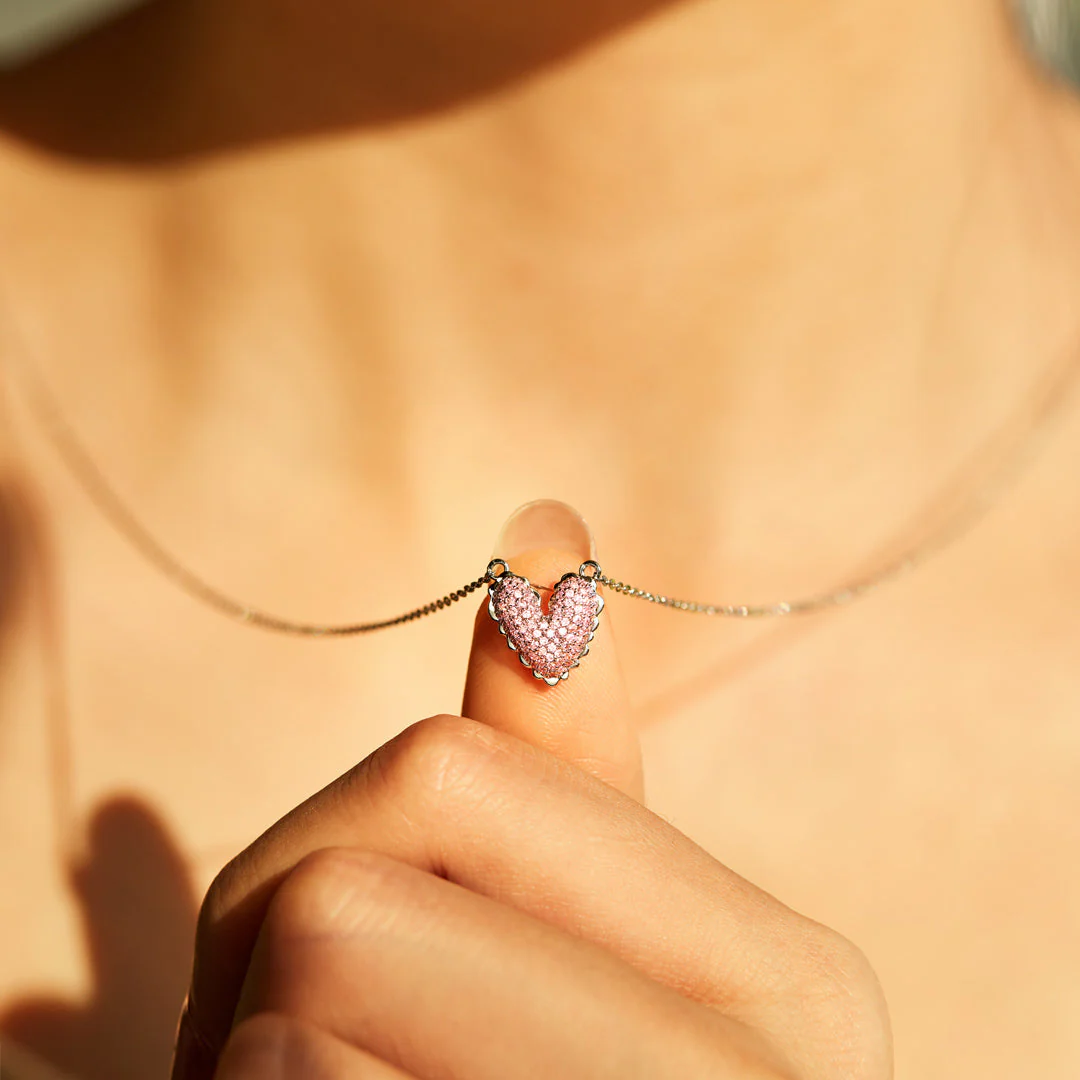 It Takes A Village Packed Pavé Heart Necklace - Image 6
