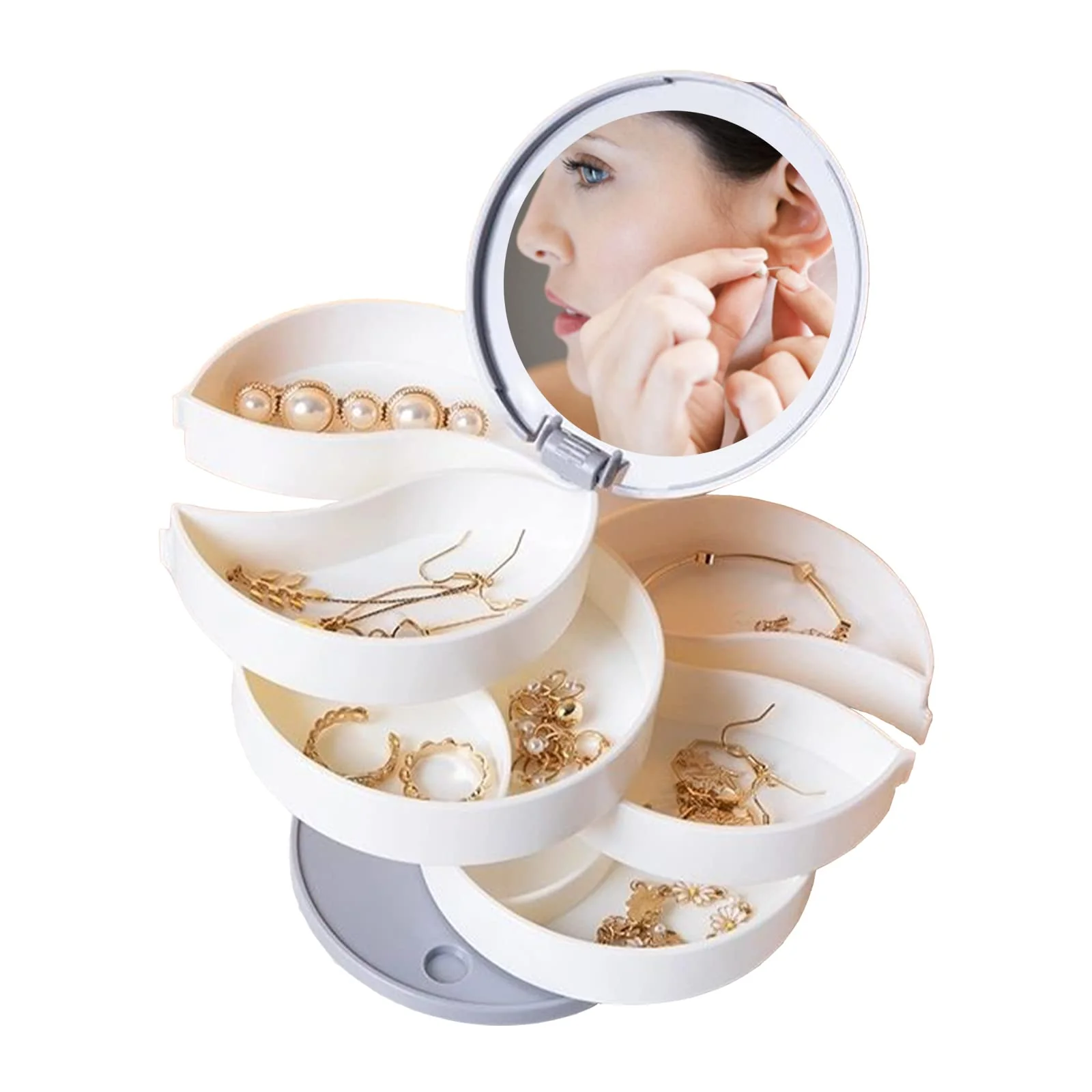 🌸MIRROR ROTATION JEWELRY STORAGE BOX - Image 8