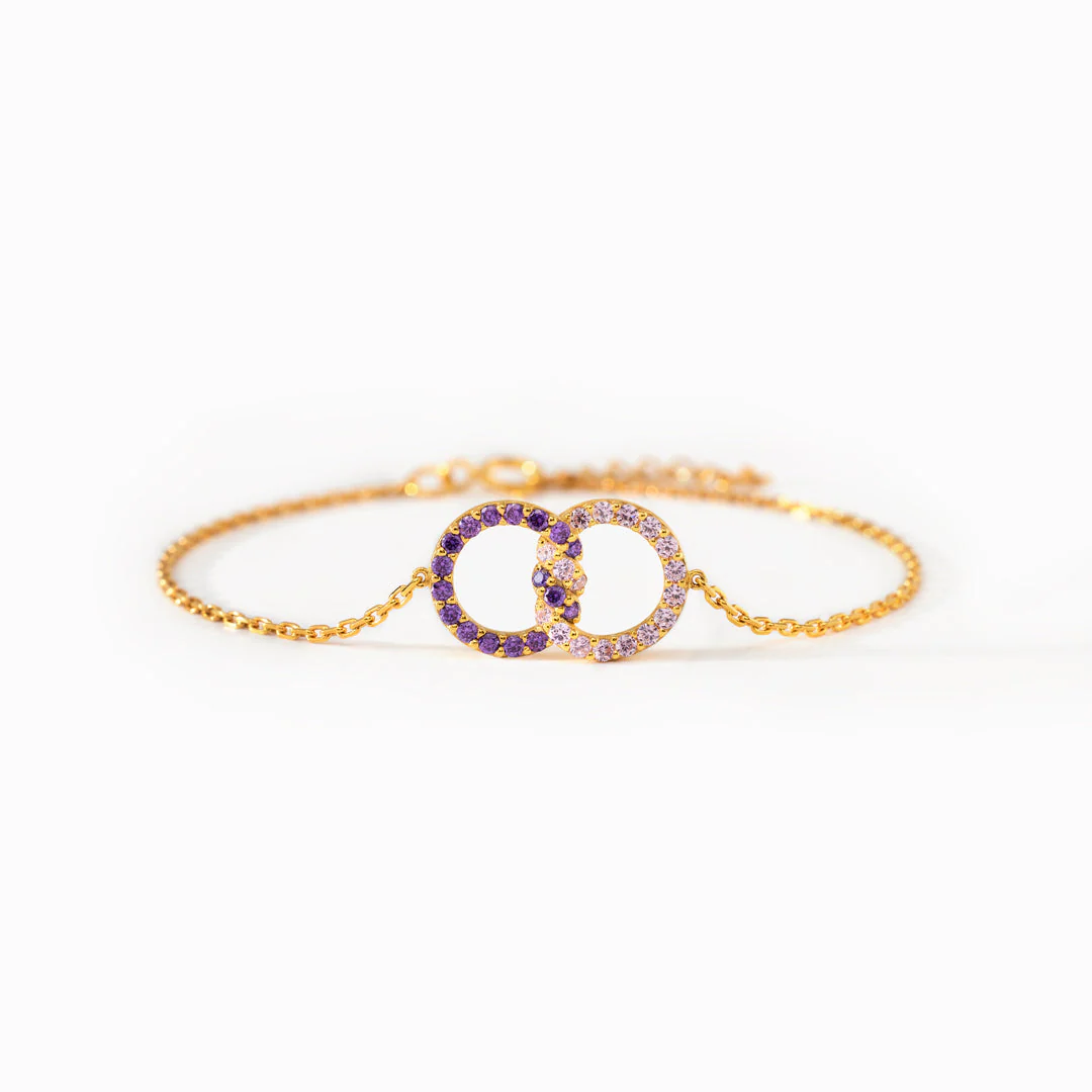 Mother & Daughter Birthstone Knitted Interlocking Bracelet