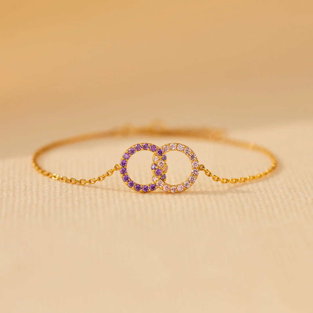 Mother & Daughter Birthstone Knitted Interlocking Bracelet - Image 3
