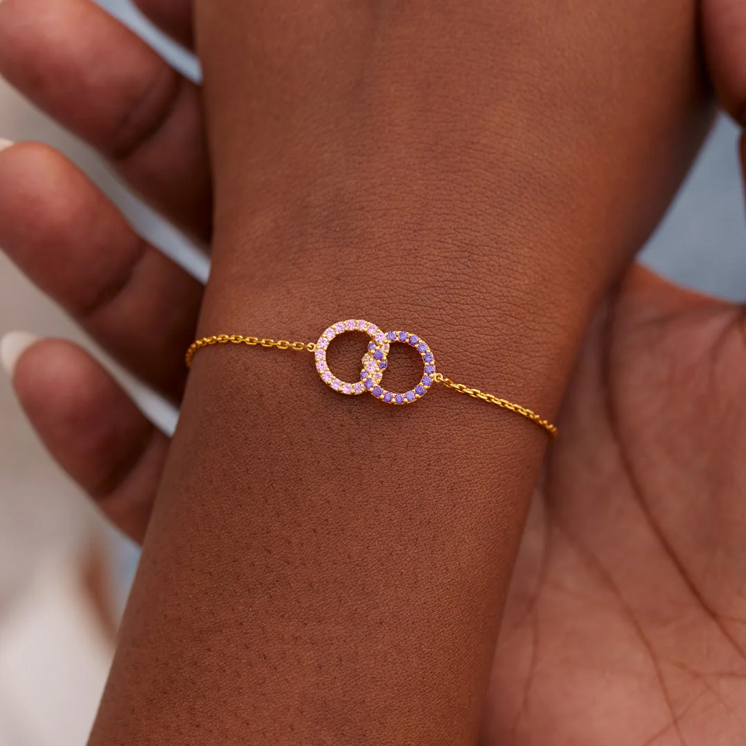 Mother & Daughter Birthstone Knitted Interlocking Bracelet - Image 4