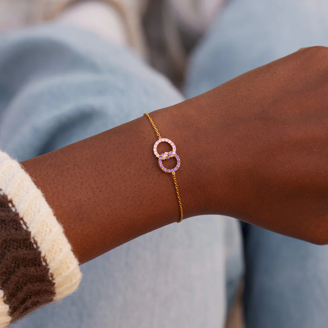 Mother & Daughter Birthstone Knitted Interlocking Bracelet - Image 5
