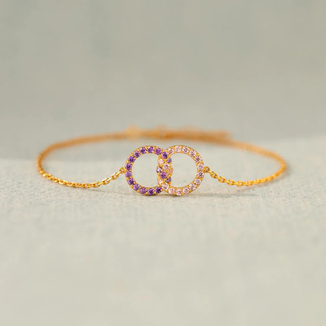 Mother & Daughter Birthstone Knitted Interlocking Bracelet - Image 6