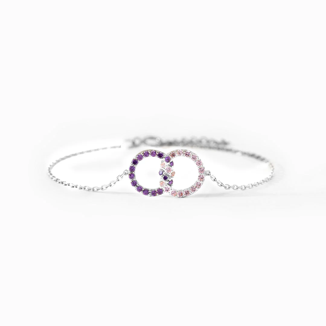 Mother & Daughter Birthstone Knitted Interlocking Bracelet - Image 8