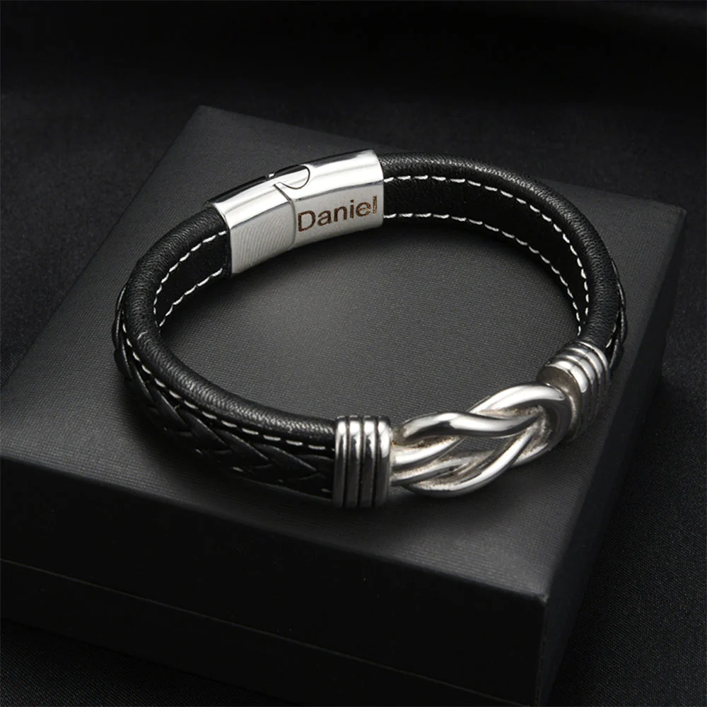 "To My Grandson" Family Bonds - Linked Forever Leather Bracelet - Image 3