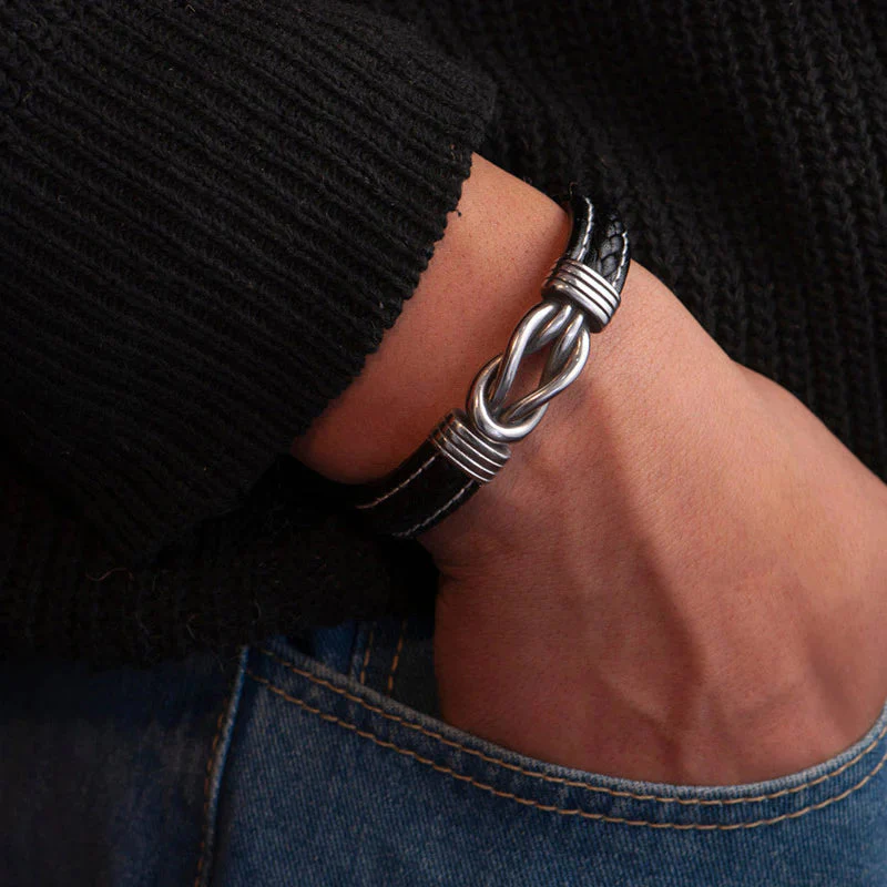 "To My Grandson" Family Bonds - Linked Forever Leather Bracelet - Image 4