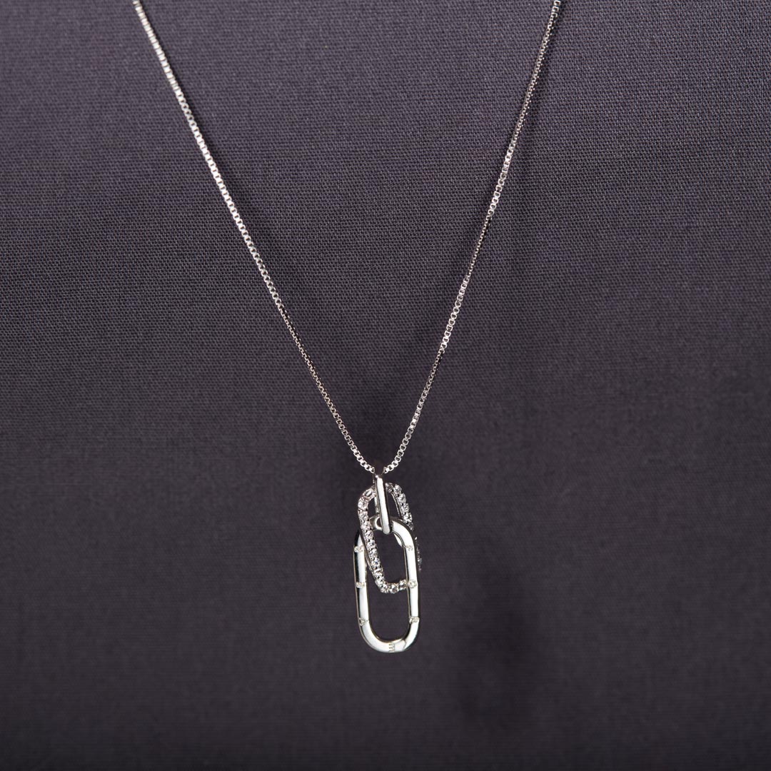 Linked Together Rectangle Interlocking Necklace - Image 4