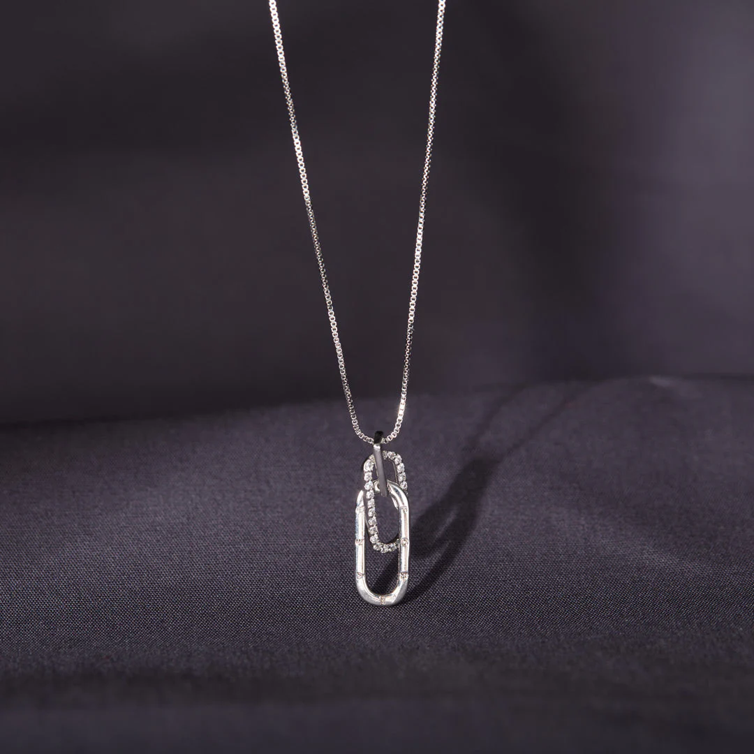 Linked Together Rectangle Interlocking Necklace - Image 7