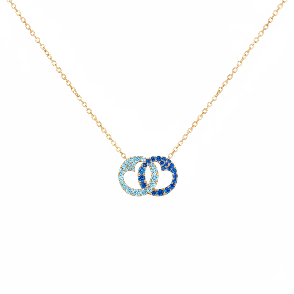 Mother & Daughter Linking Hearts Circle Birthstone Necklace - Image 7