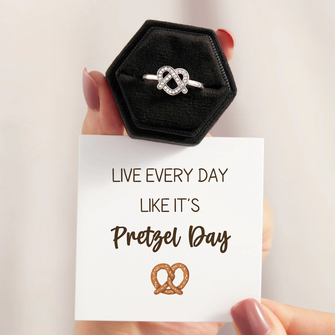 Live Every Day Like It's Pretzel Day Heart Ring - Image 3