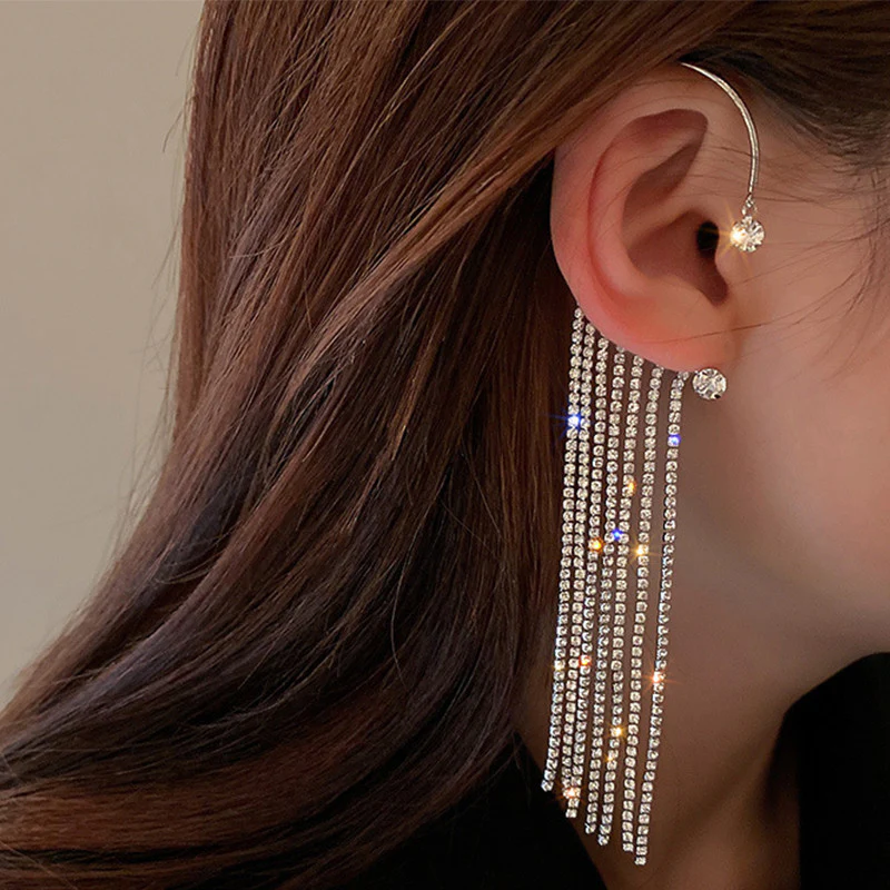 Sparkling Crystal Tassel Earring - Image 5