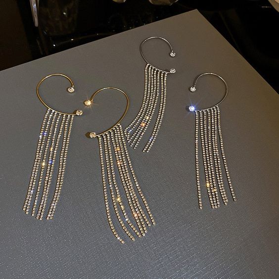 Sparkling Crystal Tassel Earring - Image 6