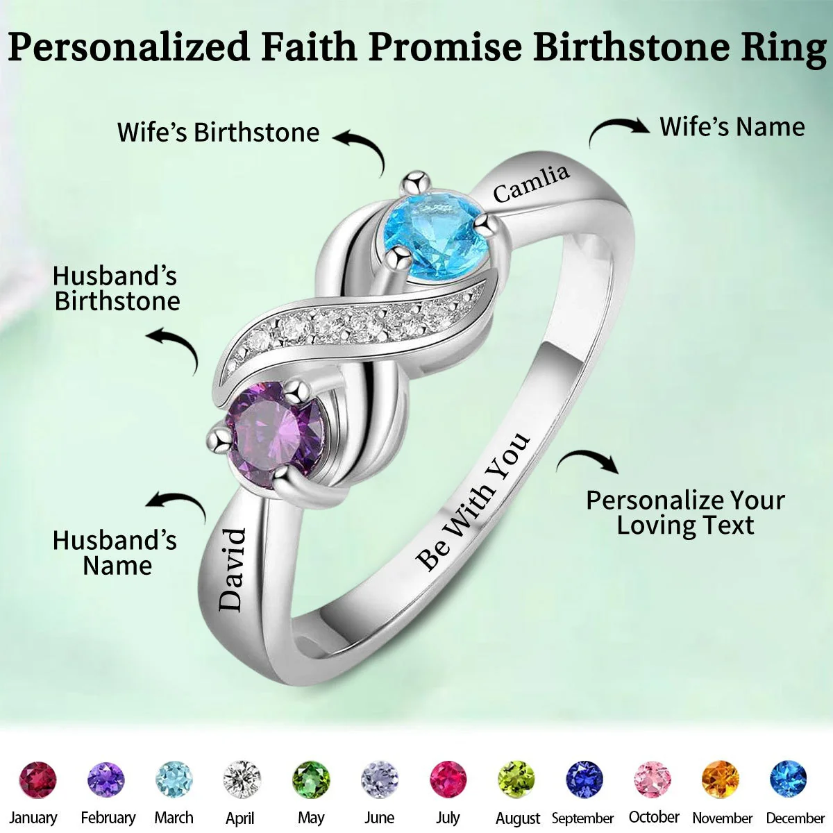 Our Love Will Last Forever Customized Birthstone Ring - Image 3