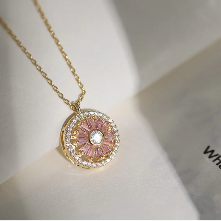 Luxury Crystal Sunflower Fidget Necklace - Image 3