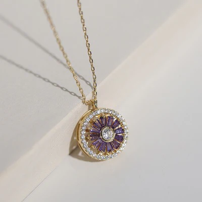 Luxury Crystal Sunflower Fidget Necklace - Image 4