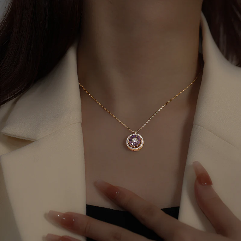 Luxury Crystal Sunflower Fidget Necklace - Image 6