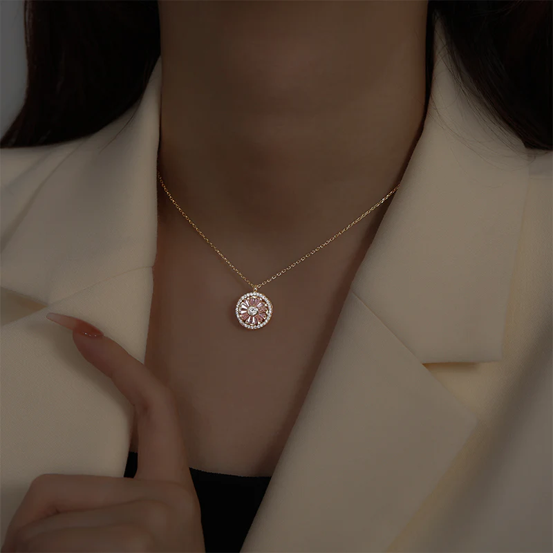 Luxury Crystal Sunflower Fidget Necklace - Image 7