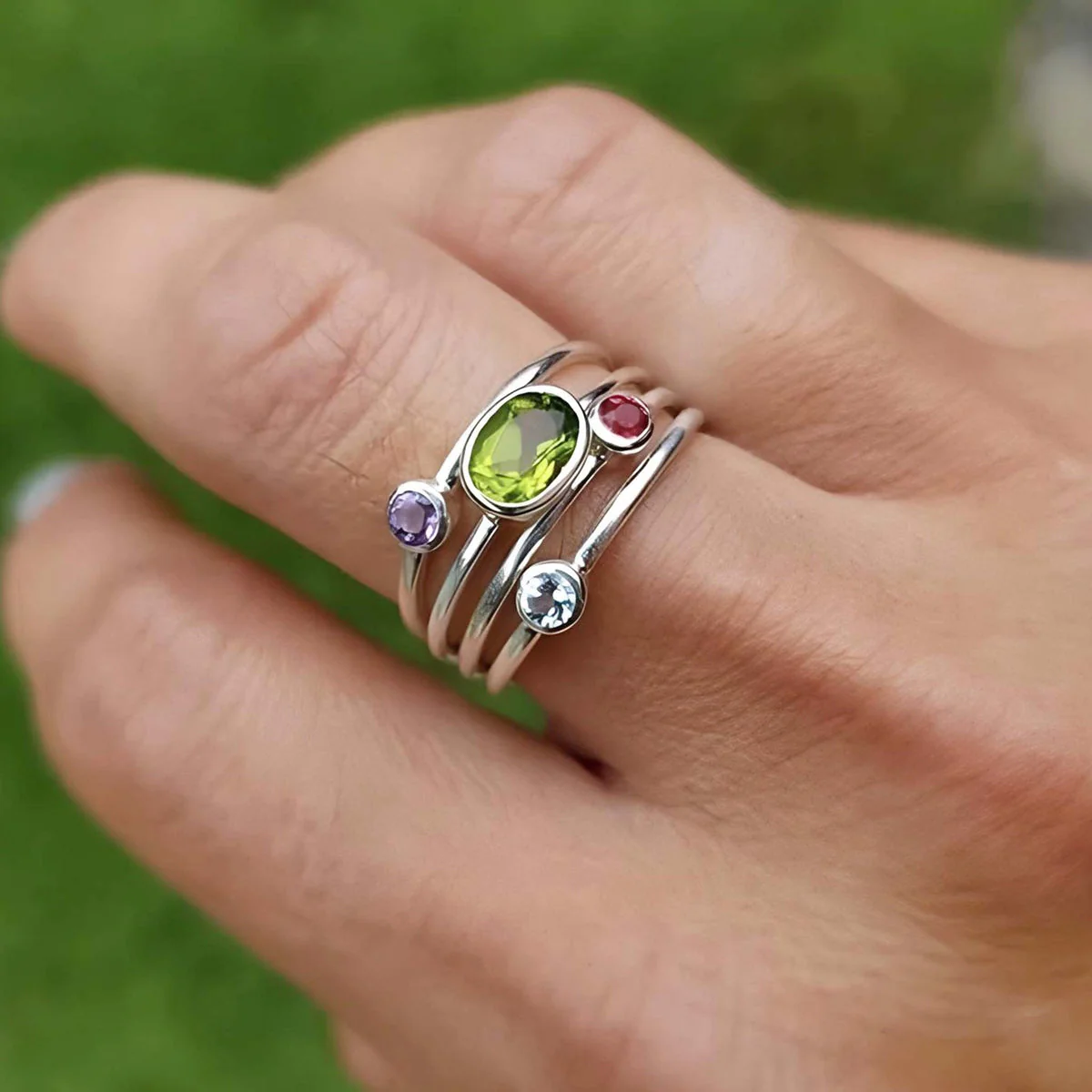 Mama's Stacking Birthstone Adjustable Ring - Image 2