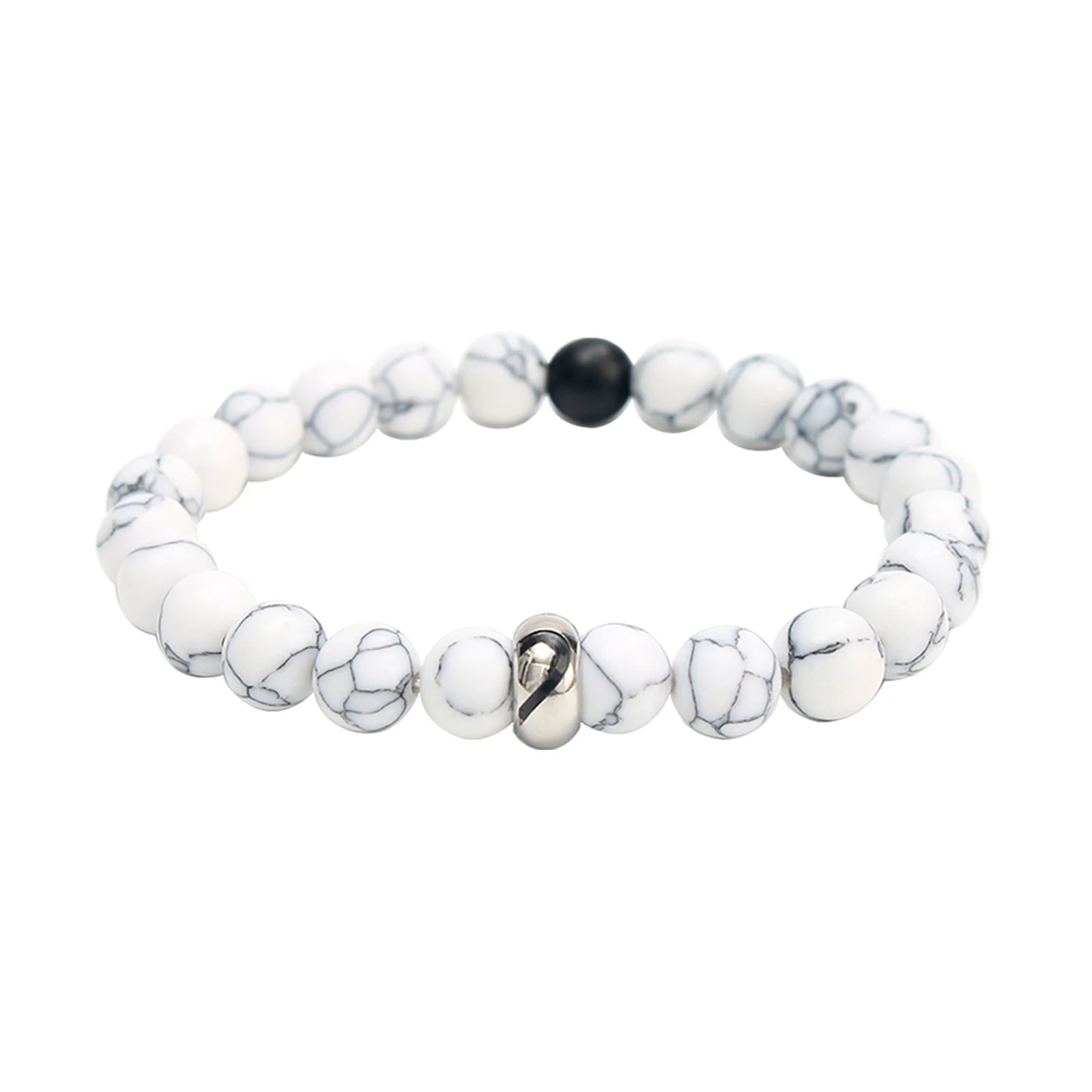 For Love - I Love You Black & White Matching Beaded Bracelet - Image 4