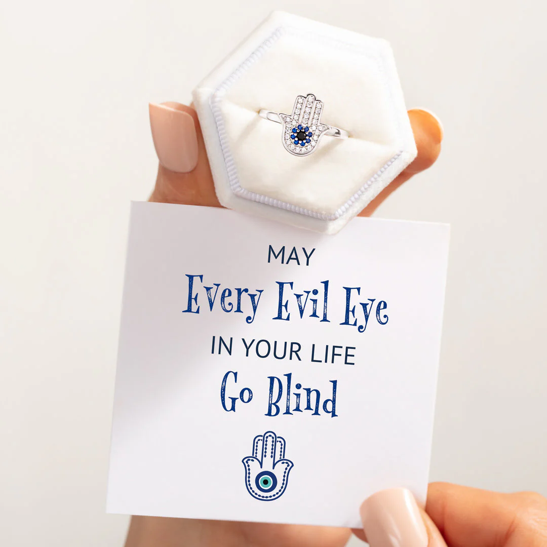 May Every Evil Eye In Your Life Go Blind Hamsa Ring - Image 3