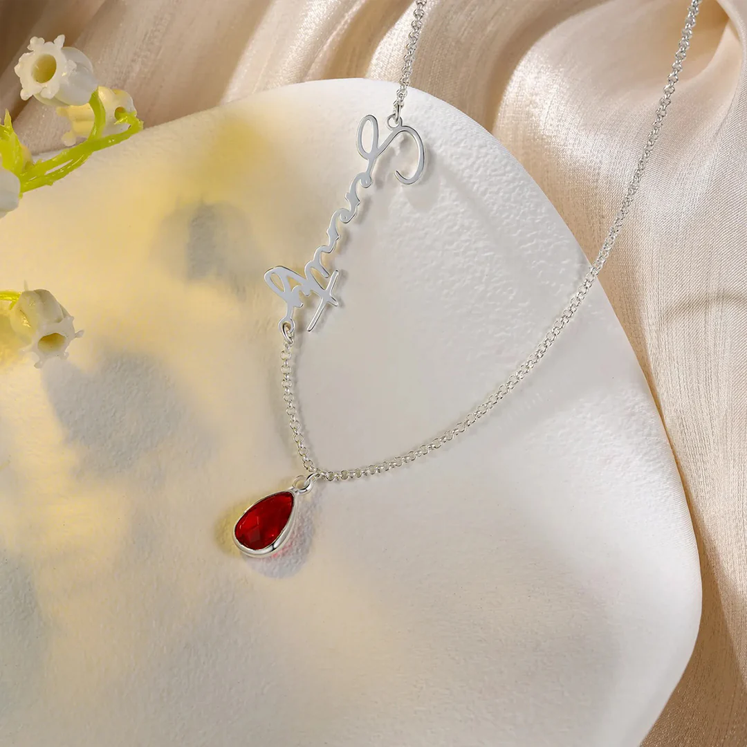 For Memorial - Customized Name Birthstone Memorial Tear Necklace - Image 6